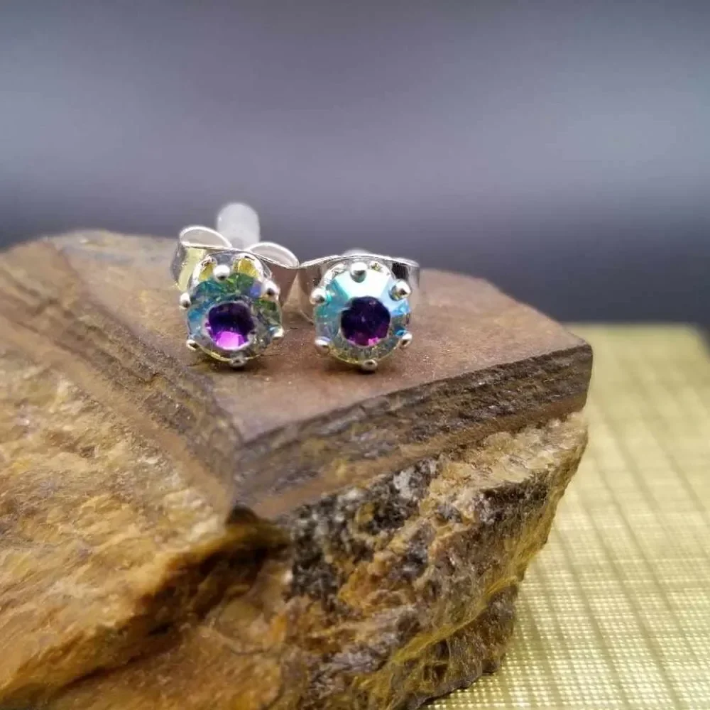 Rainbow prism stud earrings E0154